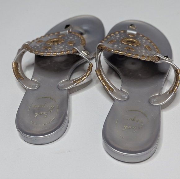 JACK ROGERS Georgica Silver & Gold Jelly Thong Sandal Sz 6 - Picture 6 of 8